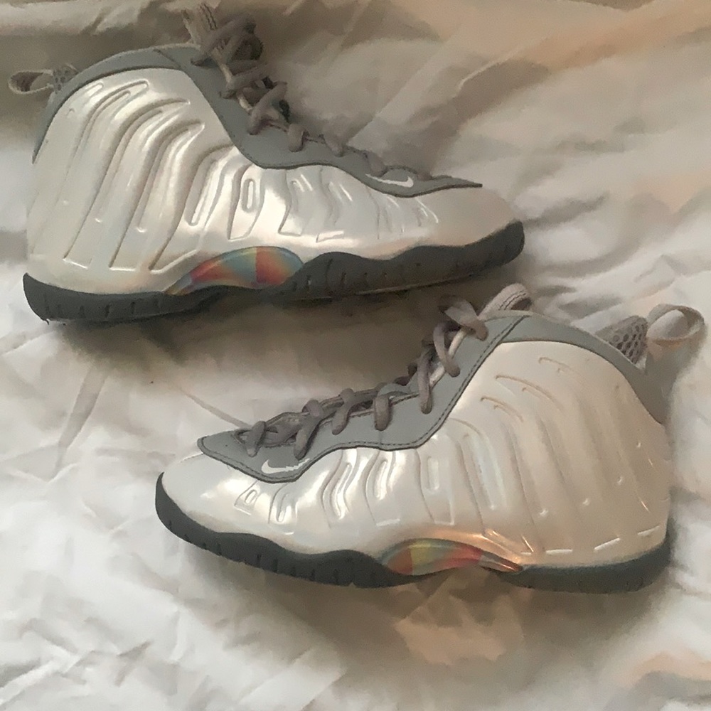 Little Nike Foamposite holographic while
